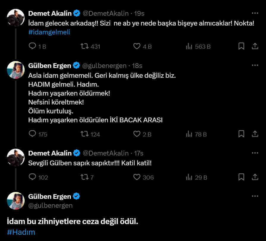 Demet Akalın ve Gülben Ergen Arasında 'Idam' ile 'Hadım' Gerilimi