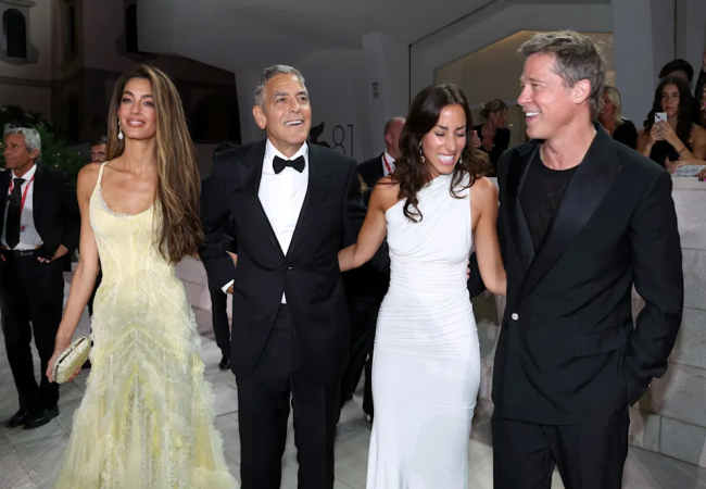 Brad Pitt ve George Clooney hanımlarıyla birlikte: çifte randevu ve Venedik'te romantik gezi!. - Magazin Haberleri